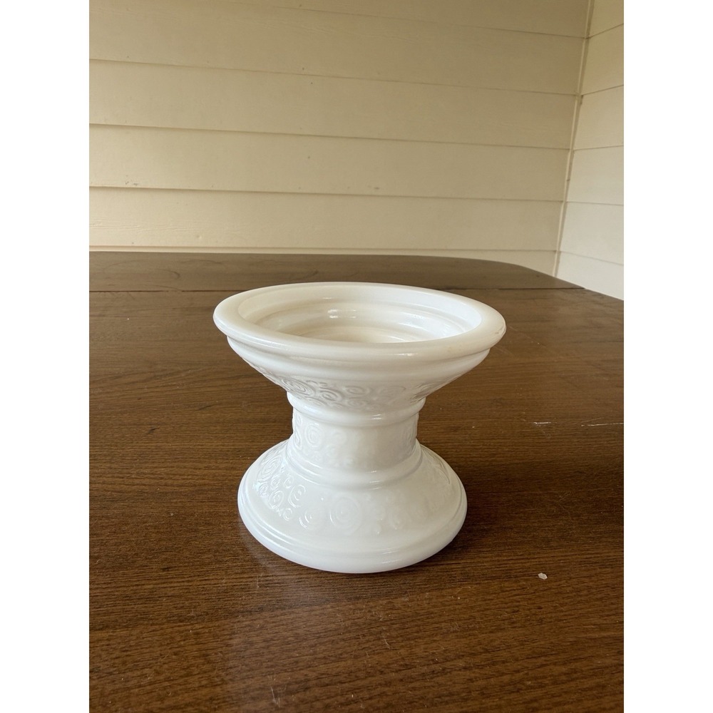 Vintage Milk Glass Multi Size Candle Holder Swirl Curly Q Pillar Taper MCM